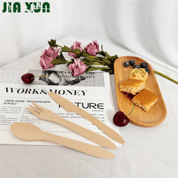 Disposable wooden eco-friendly knife, fork and spoon